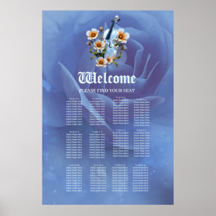 Weiße Geige mit Blume - Elegante Musik und Natur Poster