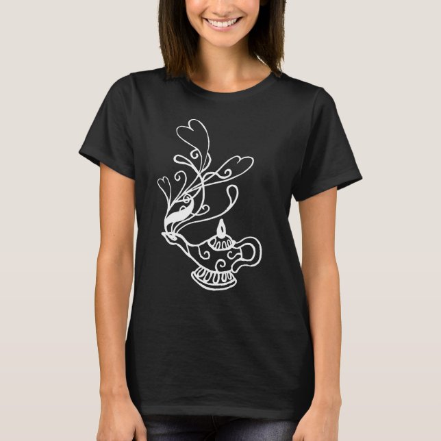 Weiße Genies Lampe T-Shirt (Vorderseite)