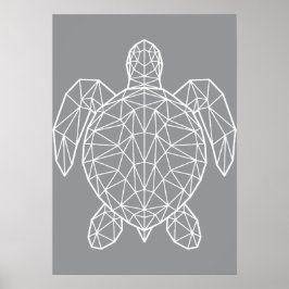 Weiße geometrische Drahtgitter-Meeres-Schildkröte Poster