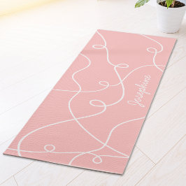 Weiße geometrische Schlaufen auf rosa Muster und N Yogamatte
