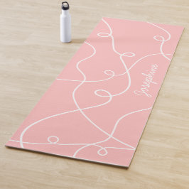 Weiße geometrische Schlaufen auf rosa Muster und N Yogamatte