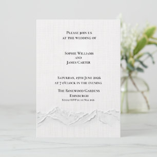 Weiße geprägte Hochland-Berg-Luxus-Hochzeit Einladung
