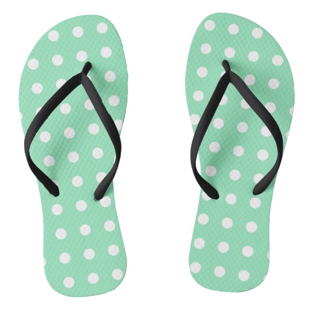Weiße gepunktete, grüne, moderne, trendige Vorlage Flip Flops (Fußbett)
