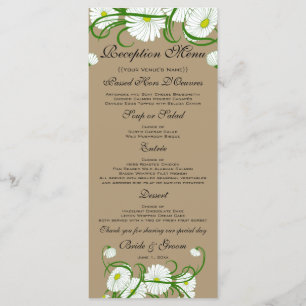Weiße Gerber-Daisy-Blumen Hochzeitsset im Vintage- Menükarte