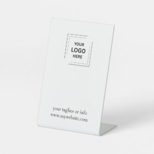 Weiße Geschäftspodium-Tischschild mit Logo Sockelschild
