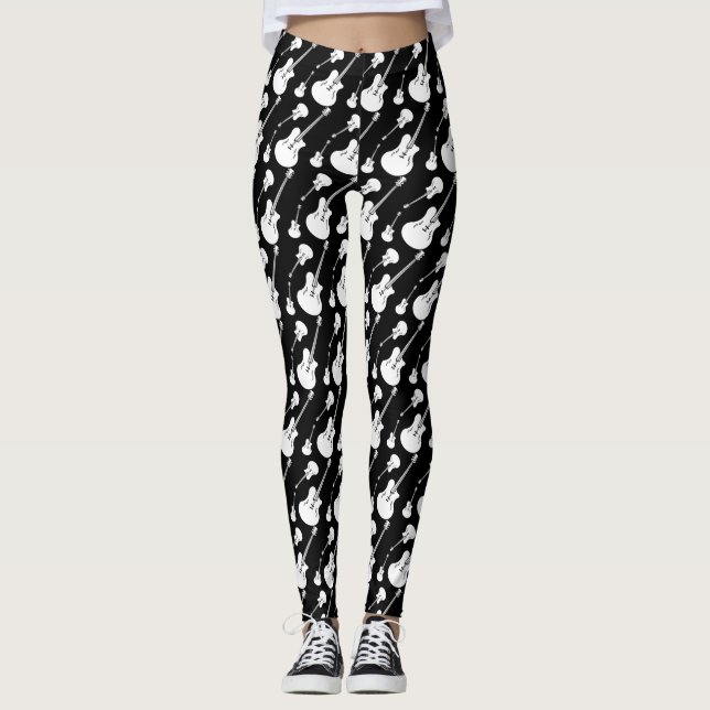 Weiße Gitarren-Leggings Leggings (Vorderseite)