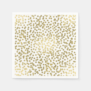 Weiße & glänzende goldene Punkte Konfetti Elegant Serviette