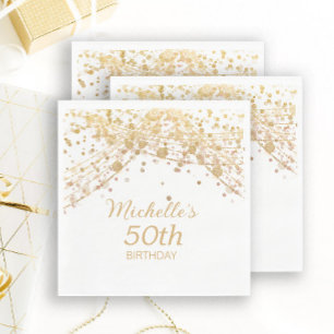Weiße Glitter-Lichterkette zum 50. Geburtstag in W Serviette