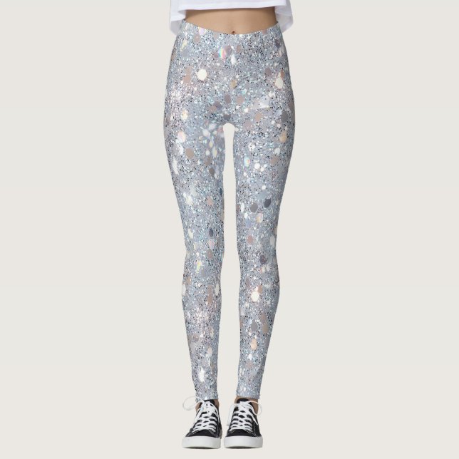 Weiße Glitter-Party Leggings (Vorderseite)