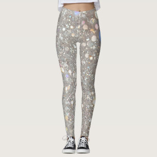 Weiße Glitter-Party Leggings