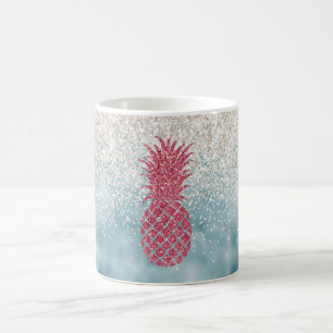 Weiße Glitterie Sparkle Pink Ananas Kaffeetasse
