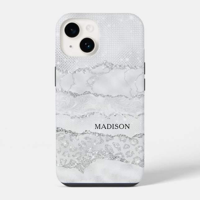 Weiße Glitzerfunken  iPhone Hülle (Rückseite)