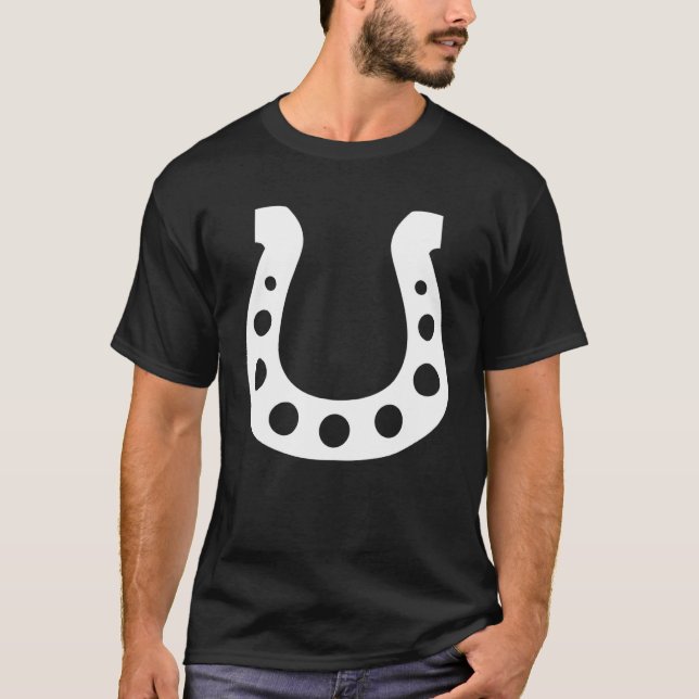 Weiße glückliche Hufeisen T-Shirt (Vorderseite)