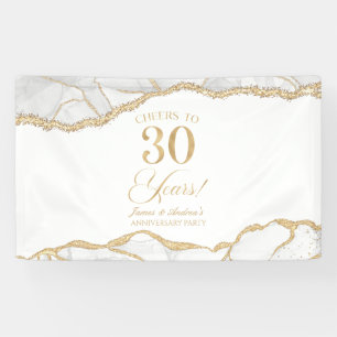 Weiße Gold-Achat 30. Hochzeitstag-Party Banner