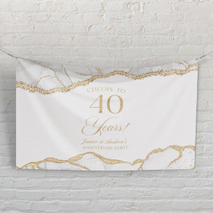 Weiße Gold-Achat 40. Hochzeitstag-Party Banner
