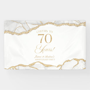Weiße Gold-Achat 70. Hochzeitstag-Party Banner