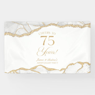 Weiße Gold-Achat 75. Hochzeitstag-Party Banner