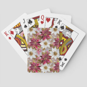 Weiße Gold Burgund Rosa Weihnachts Poinsettien Spielkarten