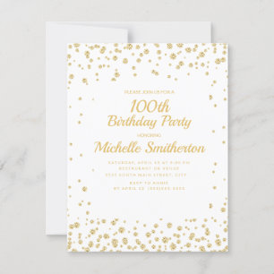 Weiße Gold-Diamant-Glitter-Frauen-100. Geburtstag Karte