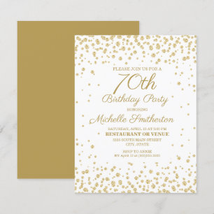 Weiße Gold-Diamant-Glitter-Frauen-70. Geburtstag Karte