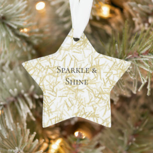Weiße Gold Glam Glitzer Funkeln Weihnachten Ornament