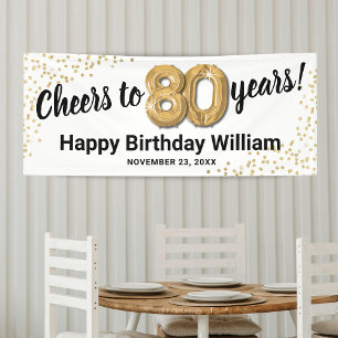 Weiße Gold Glitter 80. Geburtstag Banner