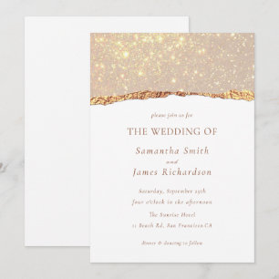 Weiße Gold Glitter Marmor Hochzeit Einladung
