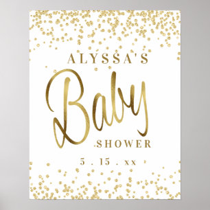 Weiße Gold Glitter Schriftart Baby Shower Poster