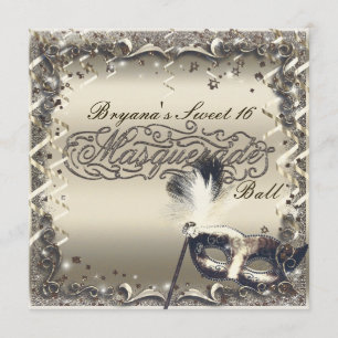 Weiße Gold-Masquerade-Maske Eleganter Ballparty Einladung