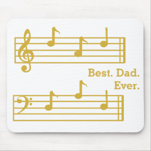 WEISSE GOLD MUSIKNOTEN BEST VATER JE TREBLE BASS MOUSEPAD