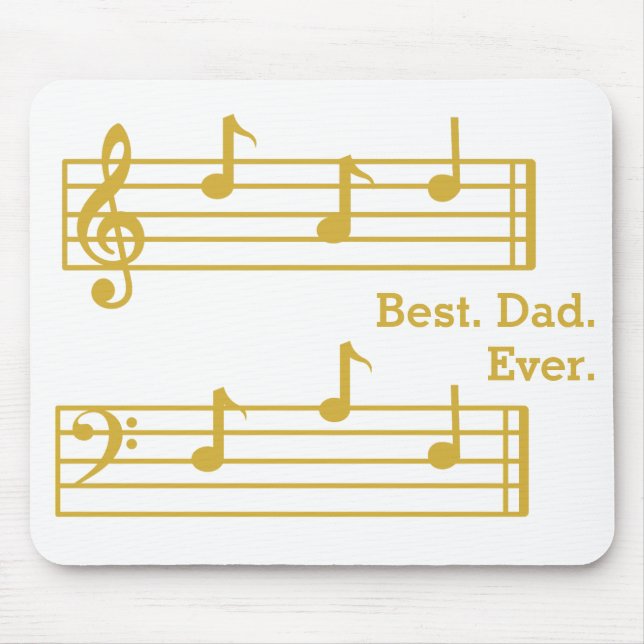 WEISSE GOLD MUSIKNOTEN BEST VATER JE TREBLE BASS MOUSEPAD (Vorne)
