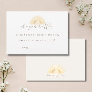 Weiße Gold-Sonnen-Babyshower-Windel-Raffelkarte Dankeskarte