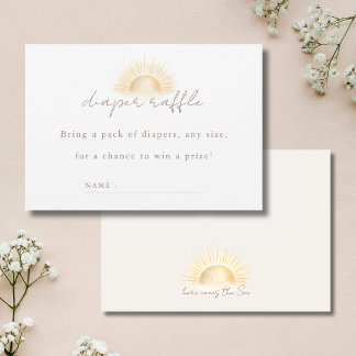Weiße Gold-Sonnen-Babyshower-Windel-Raffelkarte Dankeskarte