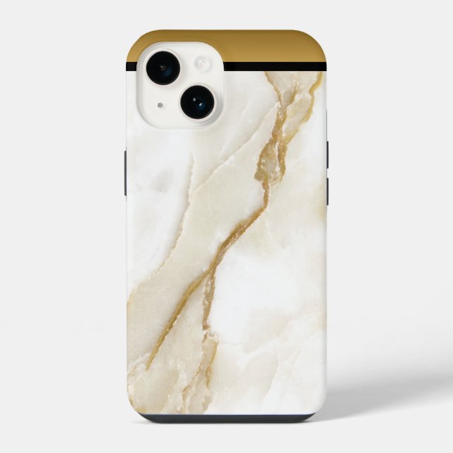 Weiße Gold-Tan-Marmor-Optik iPhone / Android Hülle (Rückseite)
