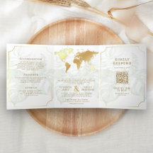 Weiße Gold-Tropen-Destination Weltkarte Hochzeit