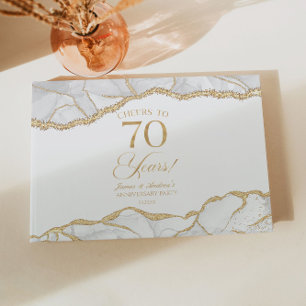 Weiße Goldachat 70. Hochzeitstag-Party Gästebuch