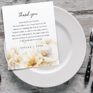 Weiße Goldblumen Dankeschön Hochzeitsempfang Karte