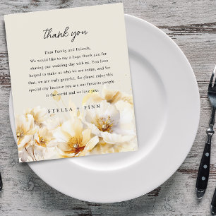 Weiße Goldblumen Dankeschön Hochzeitsempfang Karte