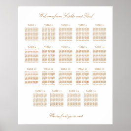 Weiße Goldene Beige 19 Tafelsitzkarten Poster
