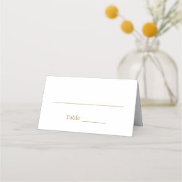 Weiße goldene Beige-Hochzeit geklappte Platzkarte