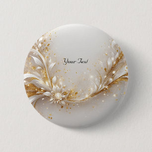 Weiße Goldene Blumenknopf Button