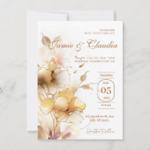 weiße goldene elegante Herbstblumen Einladung