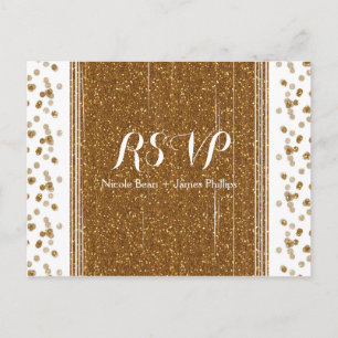 Weiße & goldene falsche Glitter-Hochzeit RSVP-Post Einladungspostkarte
