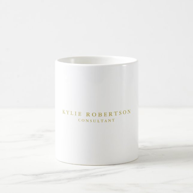Weiße & goldene Farben Professionelles Trenddesign Kaffeetasse (Mittel)