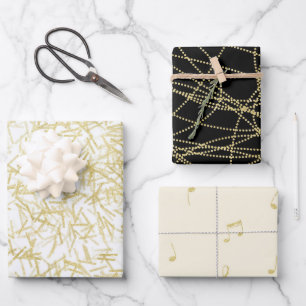 Weiße Goldene Glamouröse Geburtstagsfeier Geschenkpapier Set