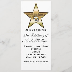 Weiße & Goldene Hollywood-Star Retro-Einladung Einladung