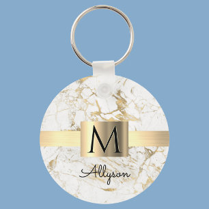 Weiße & Goldene Marmor Goldene Schachtel, DIY Schw Schlüsselanhänger