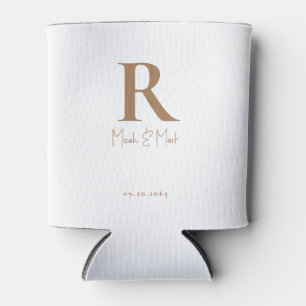 Weiße & Goldene Monogramm-Hochzeit Dosenkühler