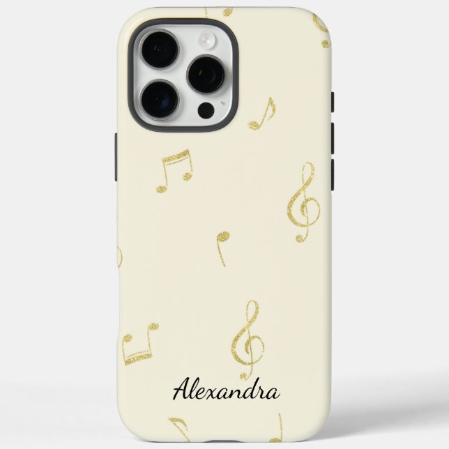 Weiße Goldene Musiknoten   Case-Mate iPhone Hülle (Rückseite)