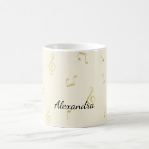 Weiße Goldene Musiknoten   Kaffeetasse